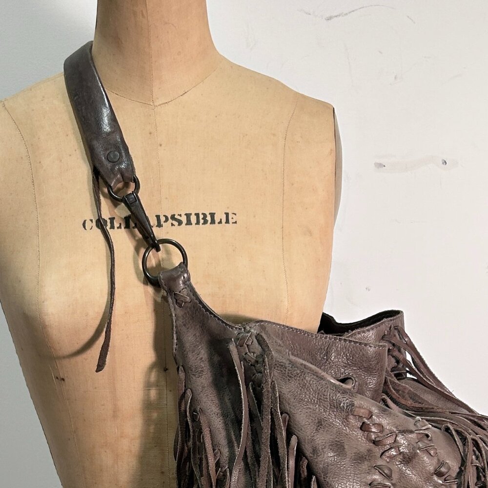 All Saints leather fringe Hobo bag - Picture 5 of 10